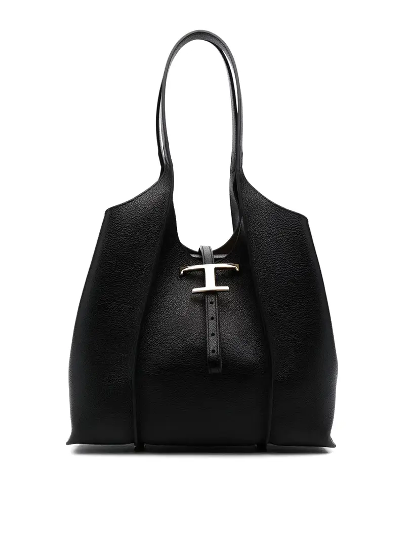 Shopper in pelle martellata Nero