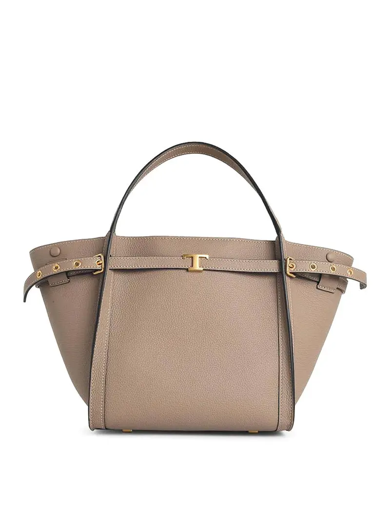 Shopping Tim Borsa Piccola in Pelle Beige
