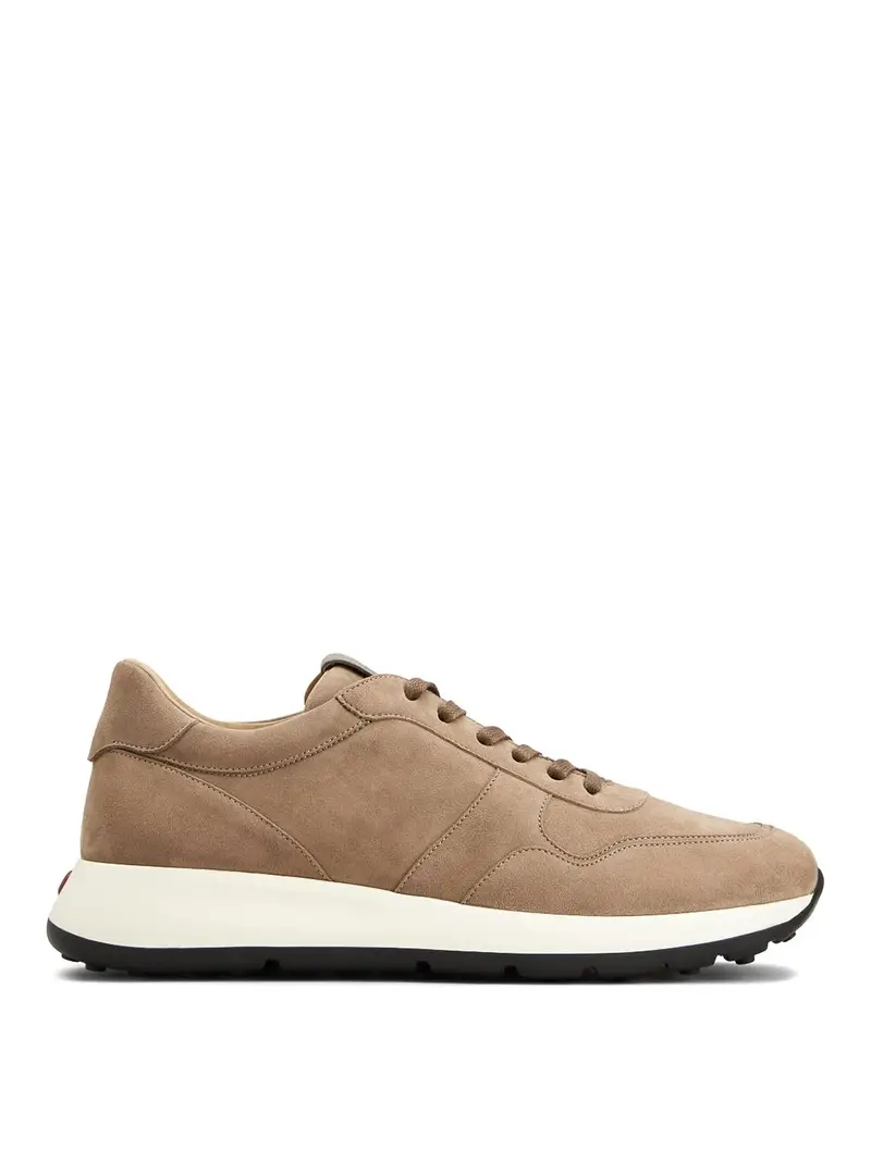 Sneaker in pelle in pelle scamosciata Beige