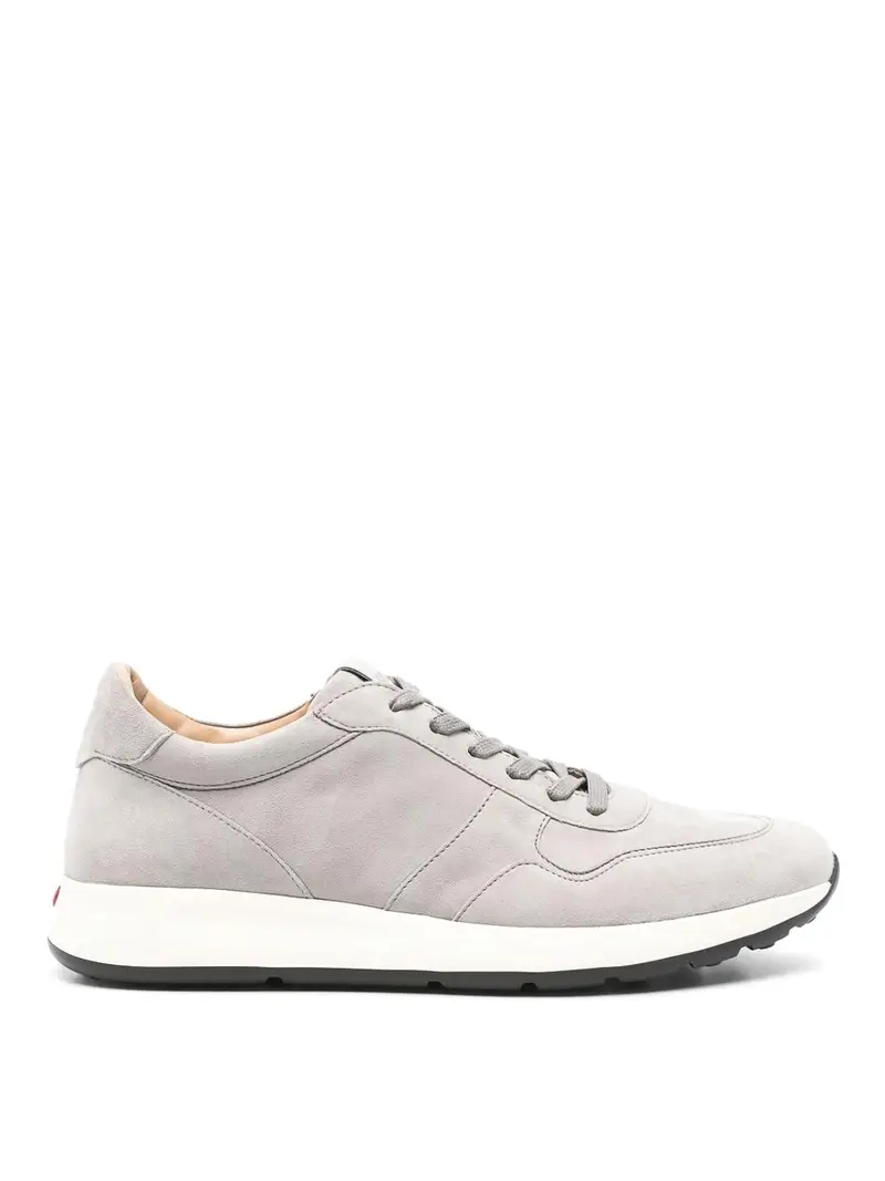 Sneakers in pelle scamosciata con punto rosso Grigio
