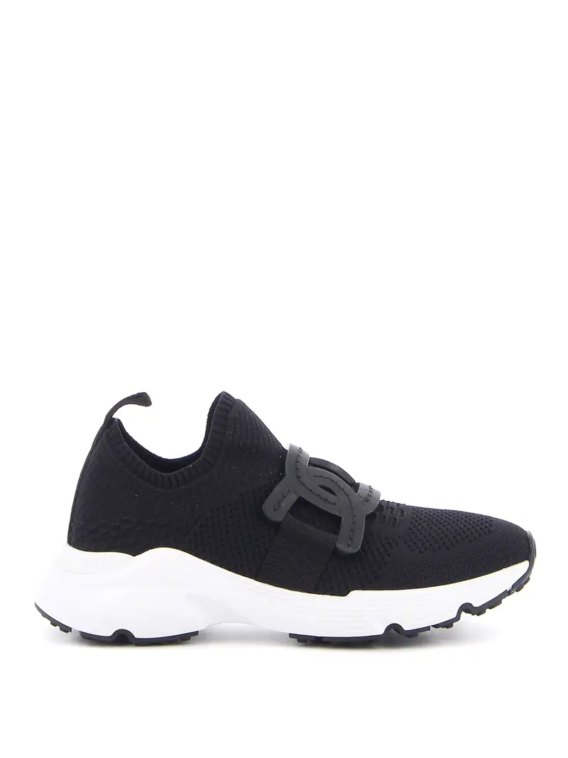 Sneakers slip on in tessuto tecnico Nero
