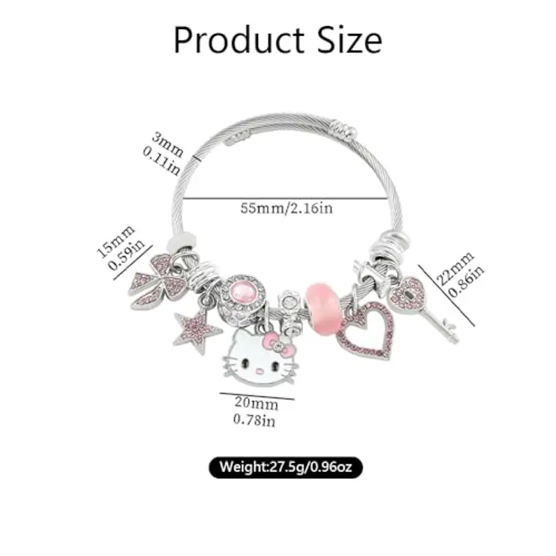 TOEECY Braccialetti Bambina Donna Gatto Cartoon Ciondoli Carini Bracciale Regolabile Braccialetto Amicizia Gioielli Regali per Bambini Ragazze miniatura 2