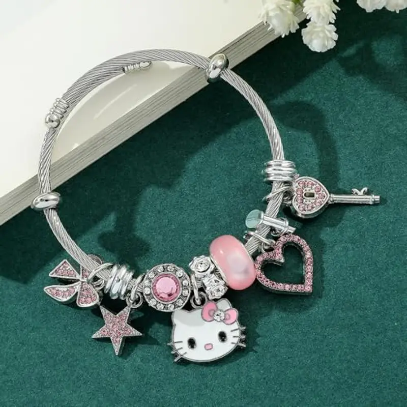 TOEECY Braccialetti Bambina Donna Gatto Cartoon Ciondoli Carini Bracciale Regolabile Braccialetto Amicizia Gioielli Regali per Bambini Ragazze miniatura 3