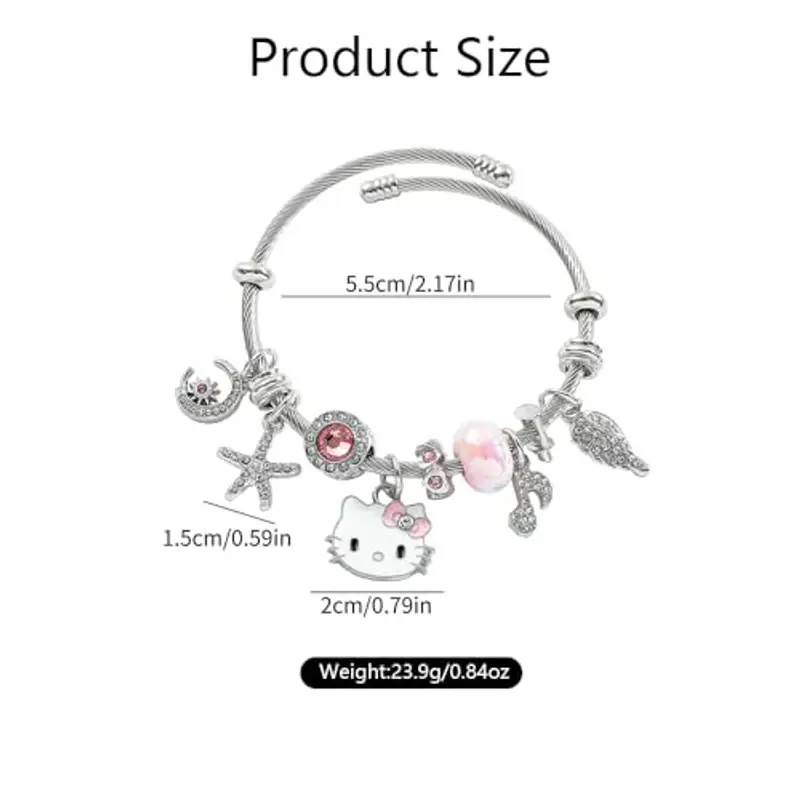 TOEECY Braccialetti Bambina Donna Gatto Cartoon Ciondoli Carini Bracciale Regolabile Braccialetto Amicizia Gioielli Regali per Bambini Ragazze miniatura 2