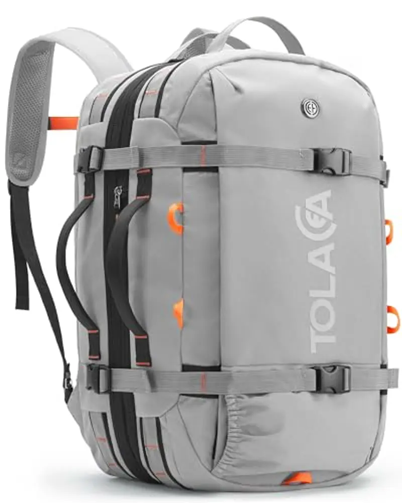 Tolaccea 40L-50L Zaino Viaggio Aereo Bagaglio a Mano, Adatto alla TSA Zaini da Viaggio, Zaino Porta PC 15.6 Pollici, Espandibile Borse da Cabina per Uomo Donna Viaggi Escursioni Campeggio