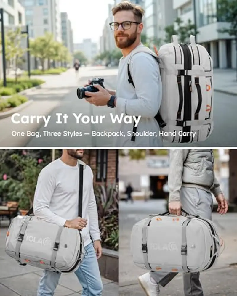 Tolaccea 40L-50L Zaino Viaggio Aereo Bagaglio a Mano, Adatto alla TSA Zaini da Viaggio, Zaino Porta PC 15.6 Pollici, Espandibile Borse da Cabina per Uomo Donna Viaggi Escursioni Campeggio miniatura 2