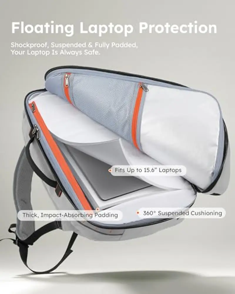 Tolaccea 40L-50L Zaino Viaggio Aereo Bagaglio a Mano, Adatto alla TSA Zaini da Viaggio, Zaino Porta PC 15.6 Pollici, Espandibile Borse da Cabina per Uomo Donna Viaggi Escursioni Campeggio miniatura 3