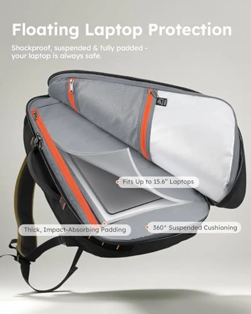 Tolaccea 40L-50L Zaino Viaggio Aereo Bagaglio a Mano, Adatto alla TSA Zaini da Viaggio, Zaino Porta PC 15.6 Pollici, Espandibile Borse da Cabina per Uomo Donna Viaggi Escursioni Campeggio miniatura 3