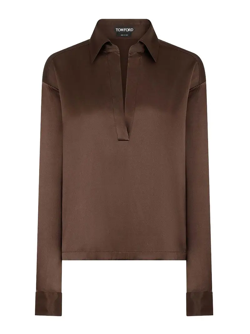 Blusa In Raso Di Seta Color Carne E Neutri