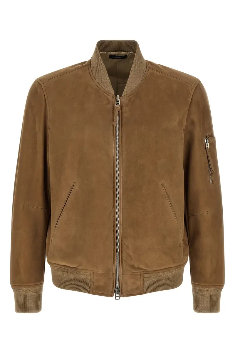 Tom Ford Maglia Bomber Suede beige