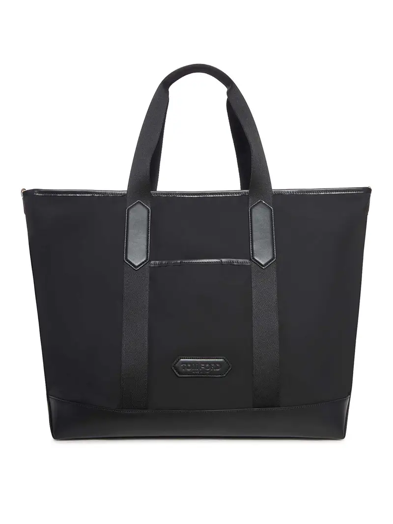 Borsa Tote In Nylon E Pelle Nero