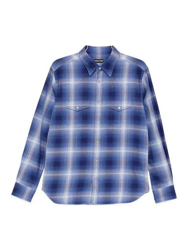 Camicia a quadri in cotone Blu