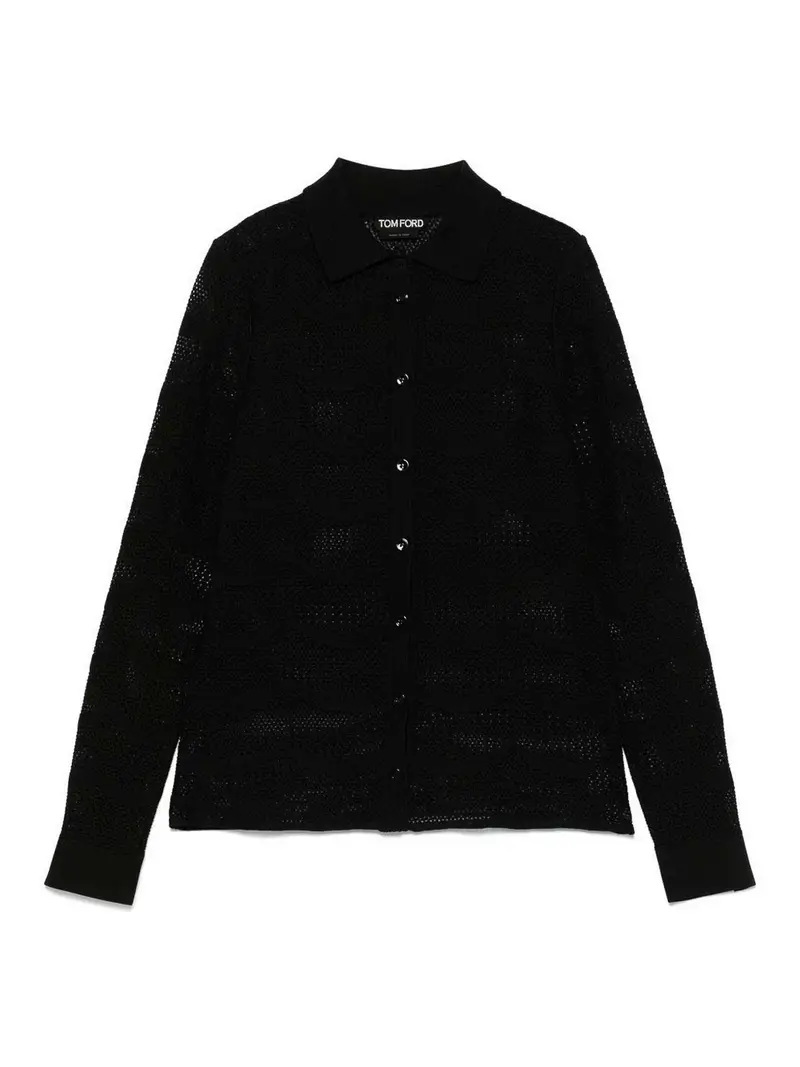 Camicia di cotone e seta Nero