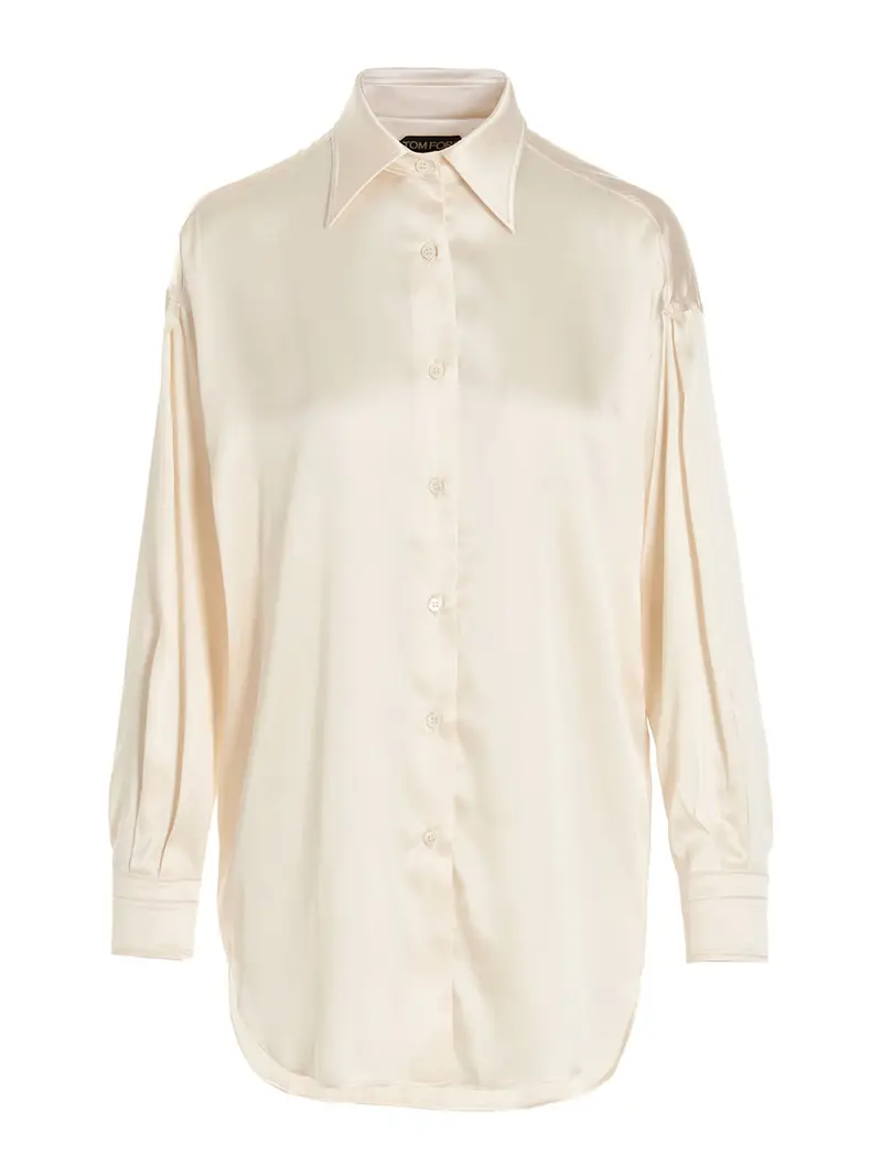 Camicia in raso di seta Bianco