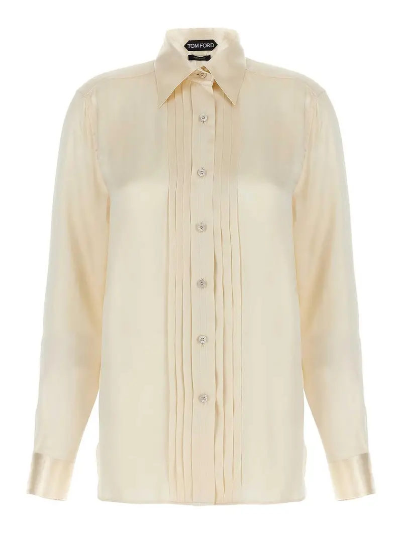 Camicia plastron pieghettata Bianco