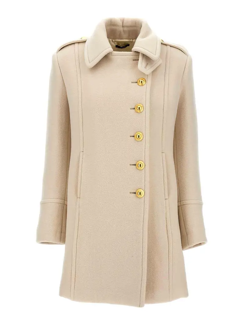 Cappotto monopetto in lana Bianco