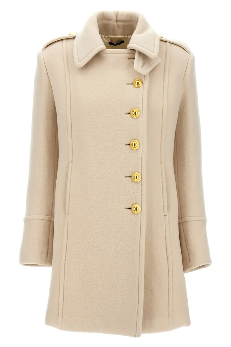 Cappotto Monopetto Lana Bianco