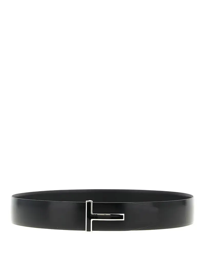 Cintura in pelle lucida Nero