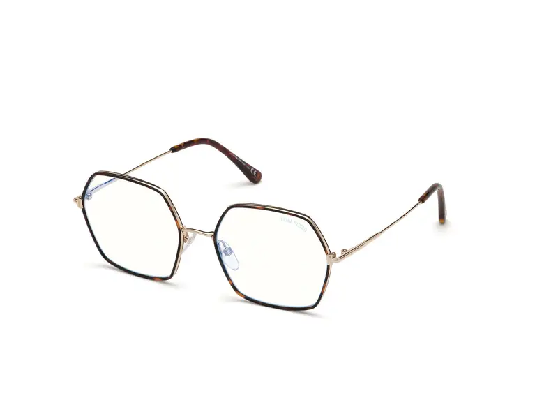 TOM FORD Donna FT5615-B 52 Montature da vista Metallo Havana  Geometrica Normale Anti luce blu - per PC