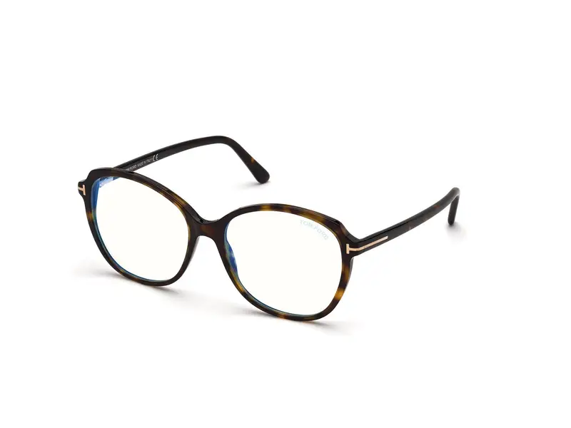 TOM FORD Donna FT5708-B 52 Montature da vista Acetato Havana Rotonda Normale Anti luce blu - per PC