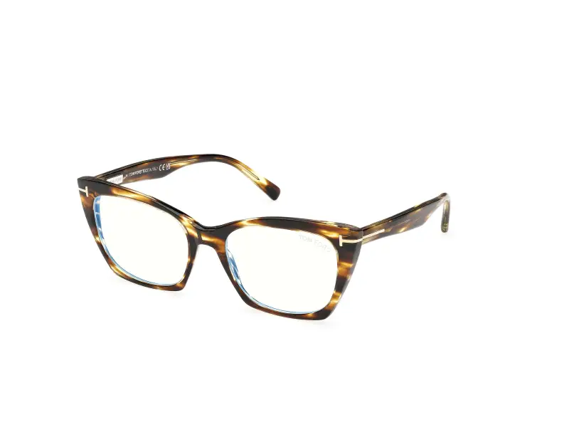 Donna FT5709-B 55A Montature da vista Acetato Havana Cat Eye Normale