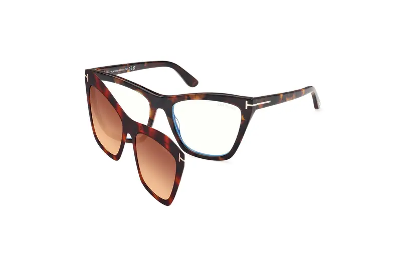 TOM FORD Donna FT5971-B 52 Montature da vista Acetato Havana  Cat Eye Normale