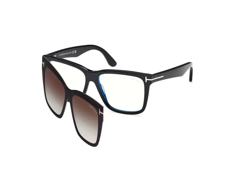 Donna FT6069-B 001 Montature da vista Acetato Nero Fumo Squadrata Normale