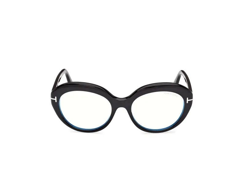 Donna FT6095-B 001 Montature da vista Acetato Nero Rotonda Normale miniatura 2