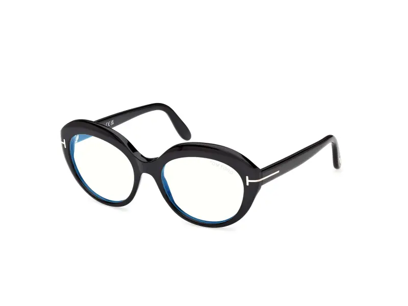 Donna FT6095-B 001 Montature da vista Acetato Nero Rotonda Normale