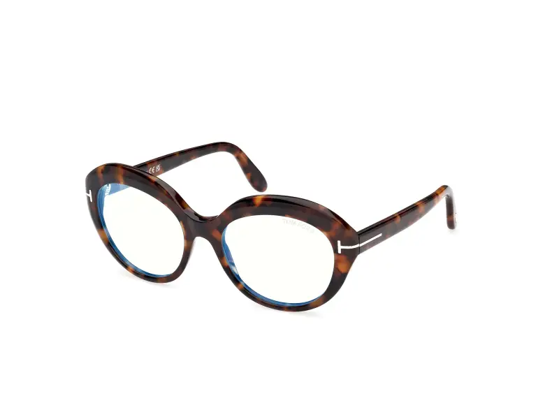 Donna FT6095-B 052 Montature da vista Acetato Havana Rotonda Normale