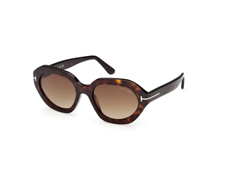 Donna TOM FORD FT1341 MERYL-02 52F Occhiali da sole Acetato Havana Marrone Geometrica Normale