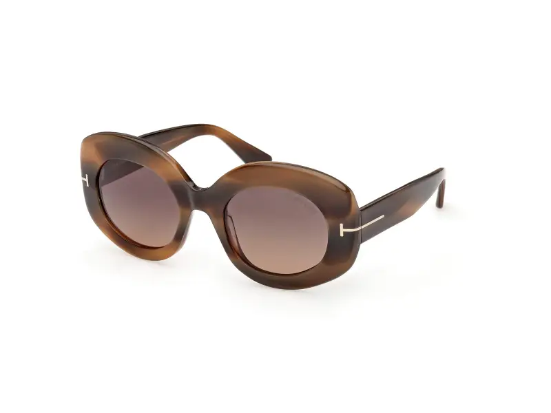 Donna TOM FORD FT1346 CLAUDETTE-02 55T Occhiali da sole Acetato Havana Bordeaux Rotonda Normale