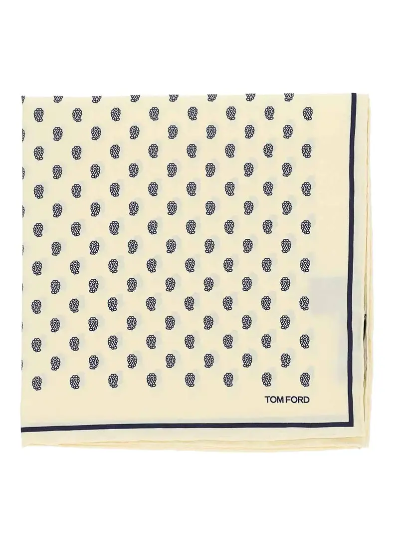 Fazzoletto Da Taschino In Twill Di Seta Bianco