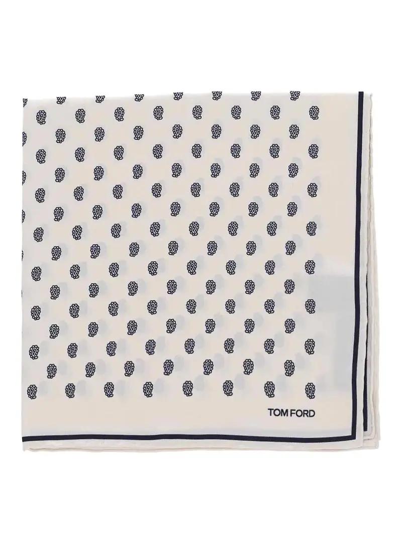 Fazzoletto Da Taschino In Twill Di Seta Bianco