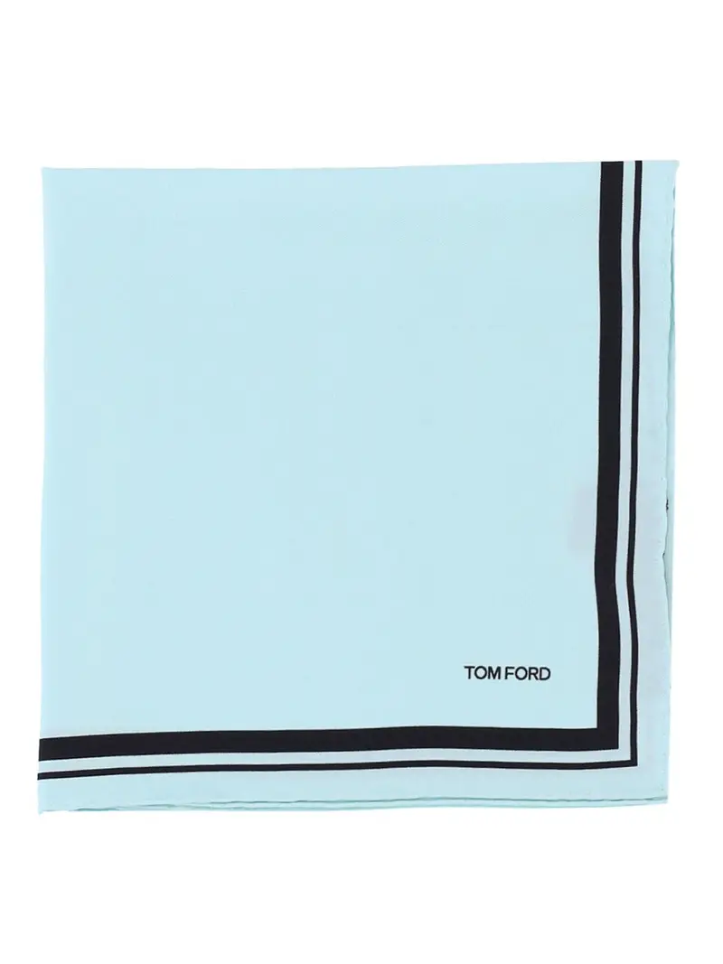 Fazzoletto Da Taschino In Twill Di Seta Blu