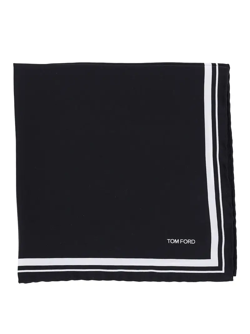Fazzoletto Da Taschino In Twill Di Seta Nero