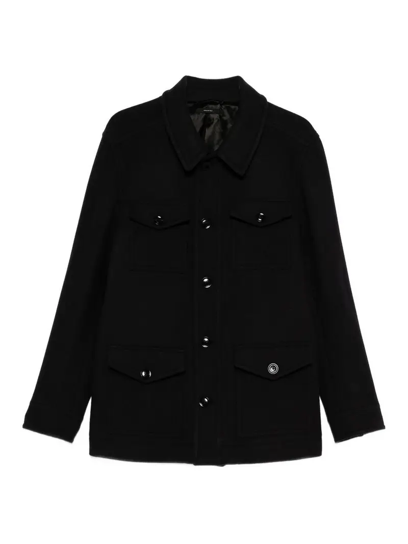 Giacca di lana con tasche Blu