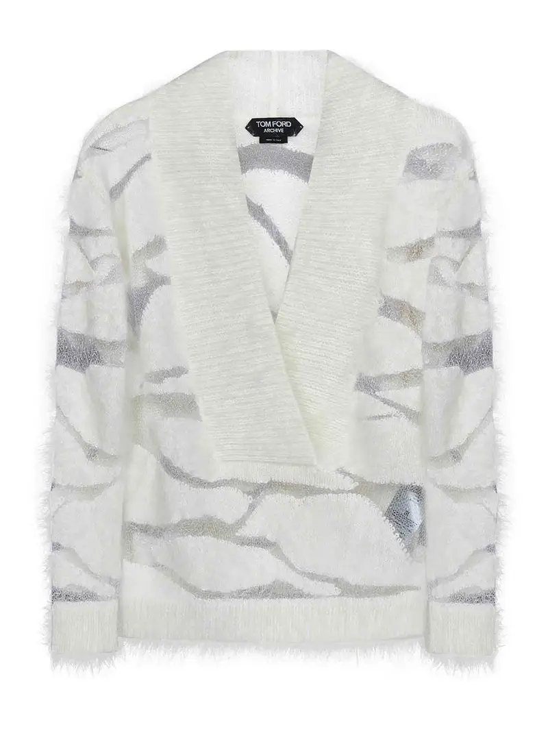 Girocollo stampa animalier Bianco