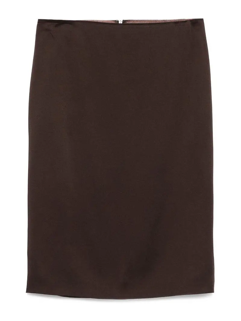 Gonna midi raso Marrone Scuro