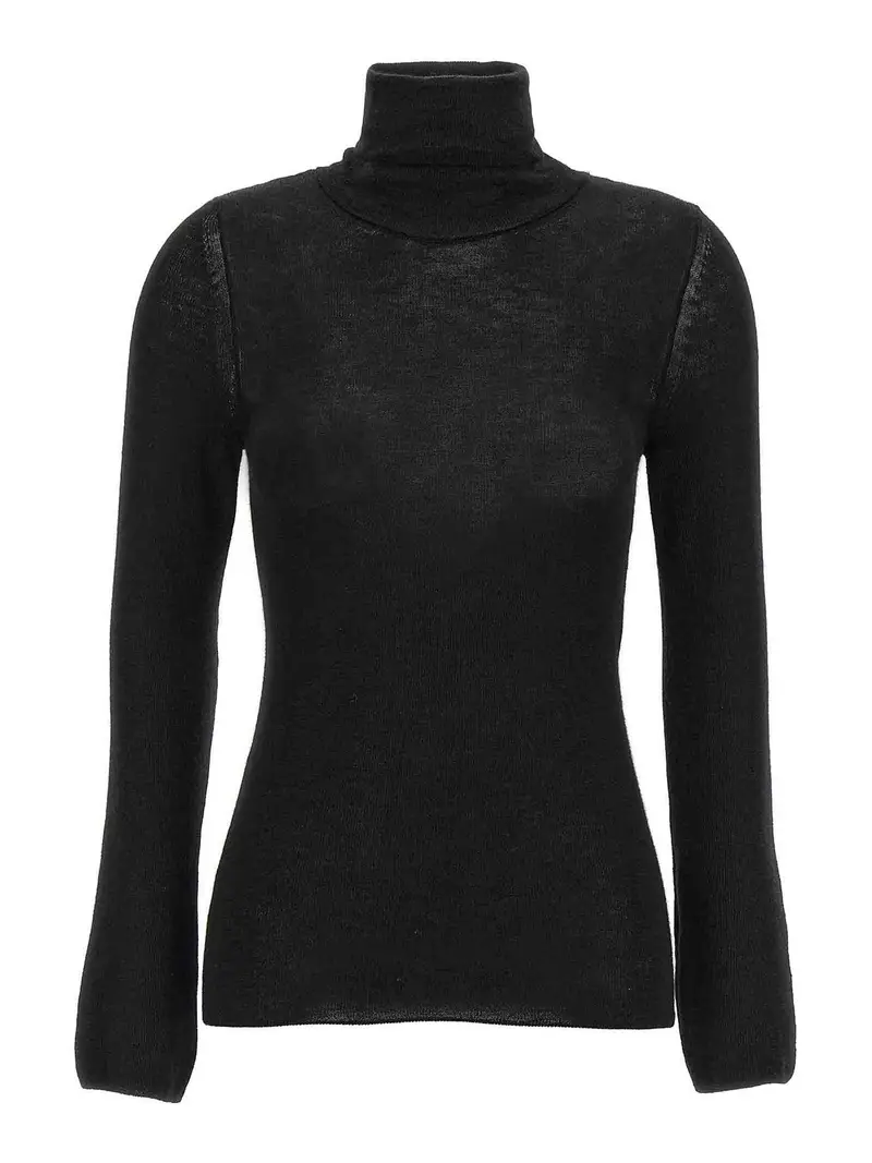 Maglione a collo alto in cashmere di seta Nero