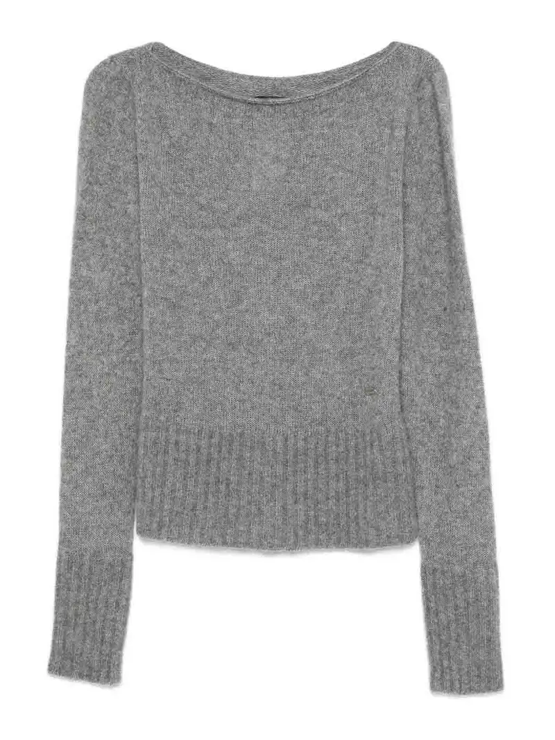 Maglione Con Scollo A Barca Grigio