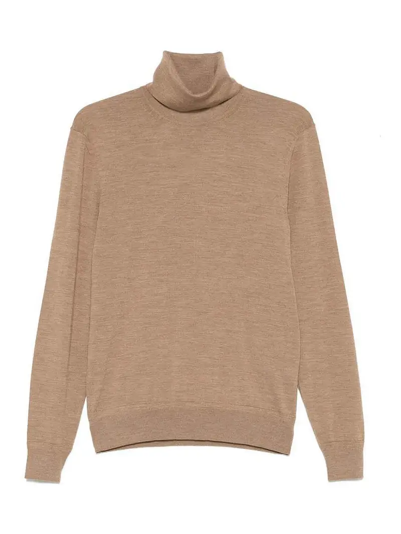 Maglione di dolcevita in lana beige