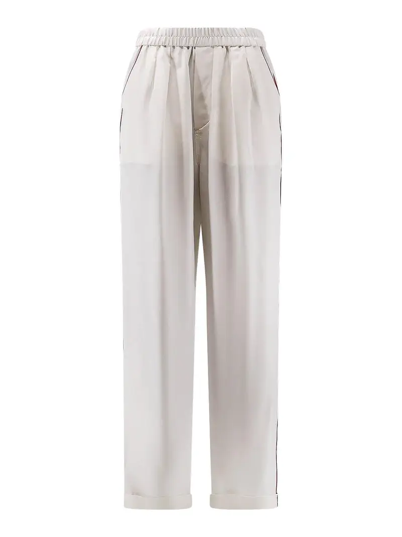 Pantalone In Seta Beige