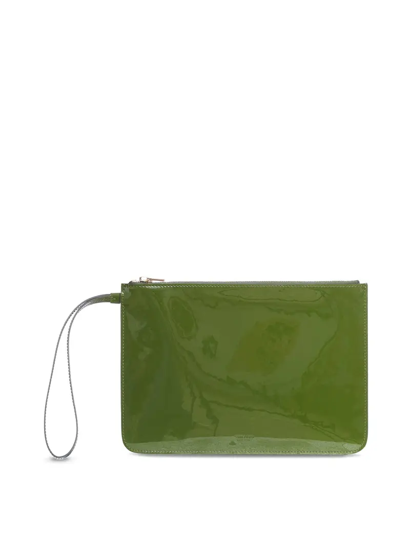Pochette in pelle verniciata verde Color Carne E Neutri