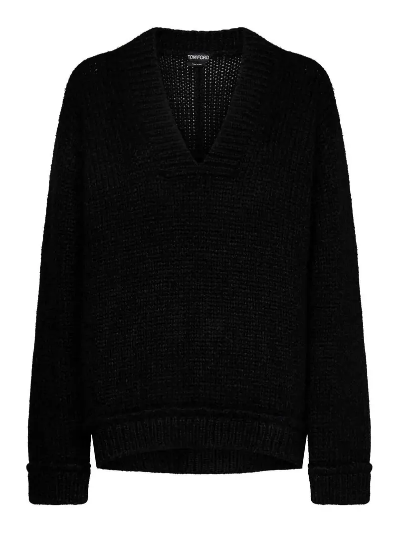 Pullover ampio in misto alpaca Nero