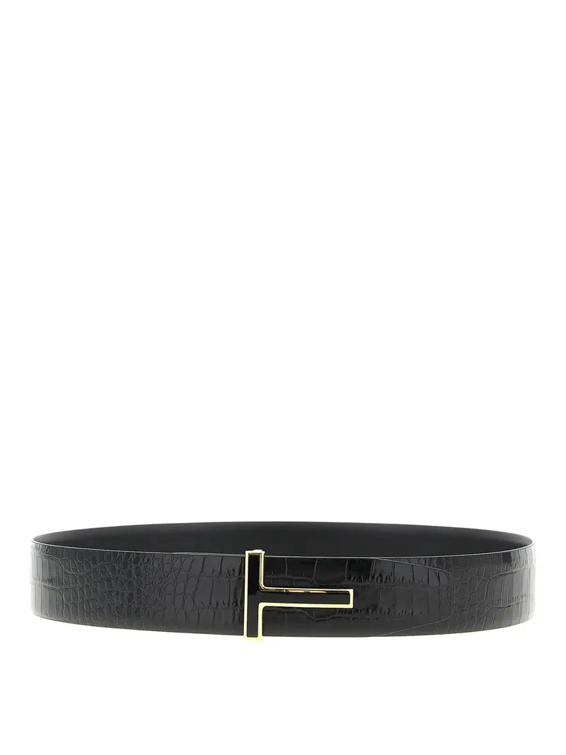 Reversible Crocodile Belt Nero