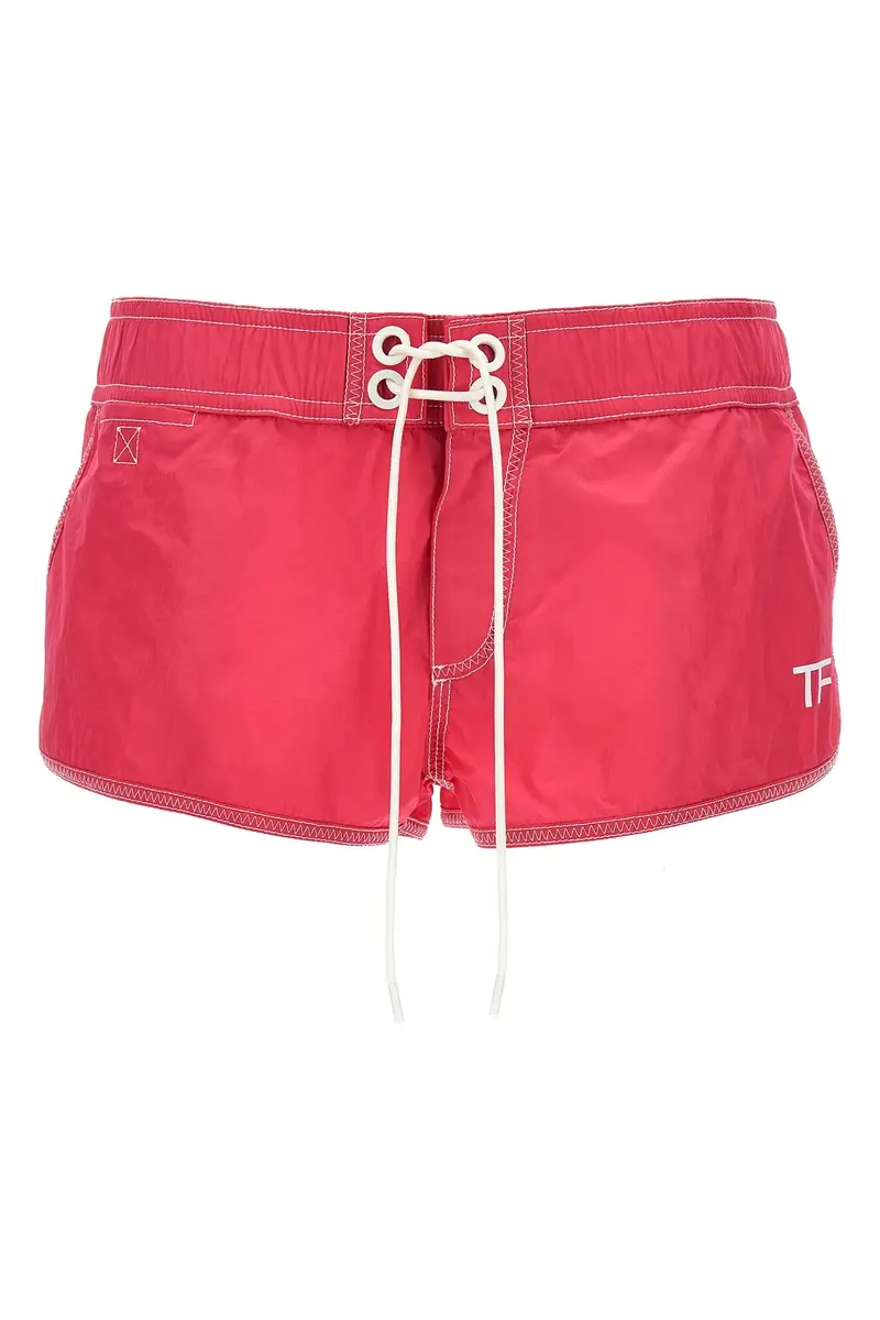Short Nylon Logo Fuxia