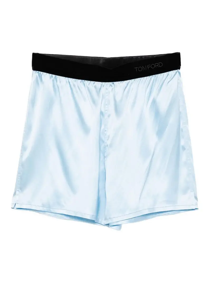 Shorts in seta Blu