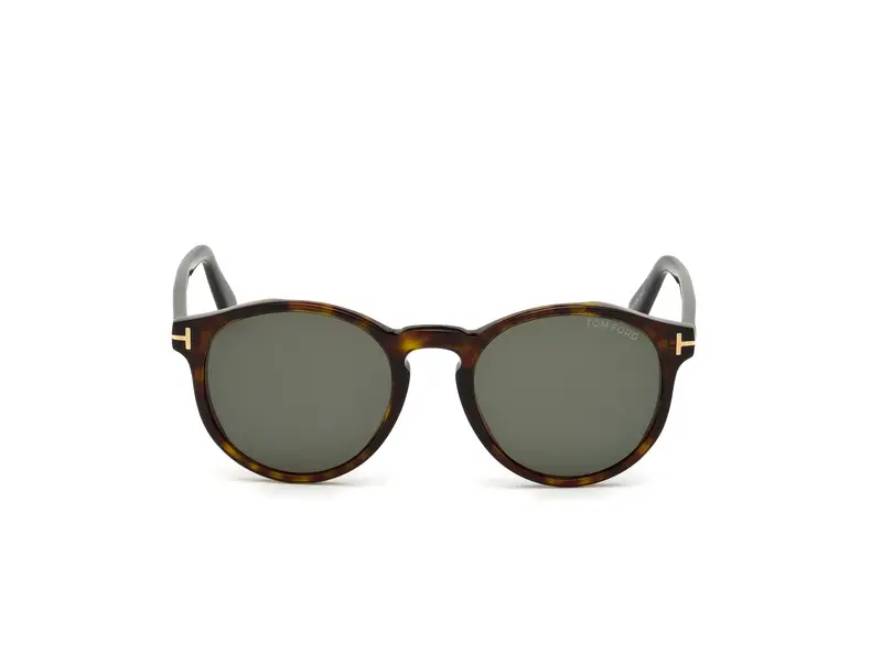 TOM FORD Unisex FT0591 IAN-02 52N Occhiali da sole Acetato Havana scuro Verde Rotonda Normale miniatura 2