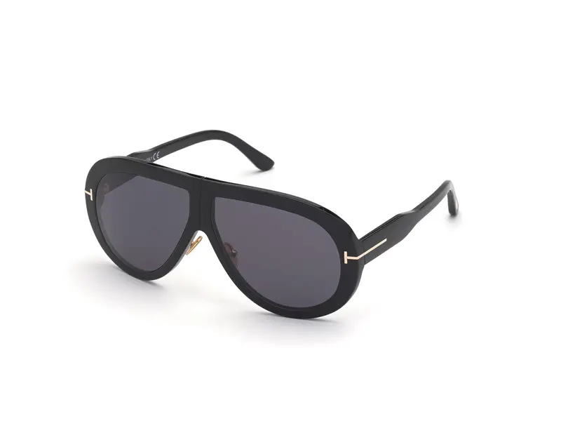 TOM FORD Unisex FT0836 TROY 01A Occhiali da sole Acetato Nero Grigio Pilot Normale